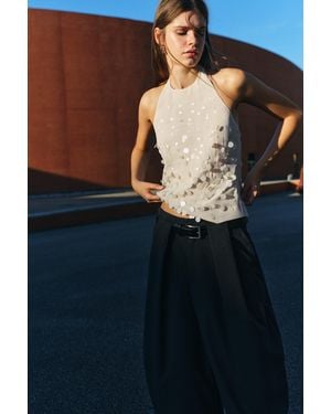 Pull&Bear Sequin Halter Top - Blue
