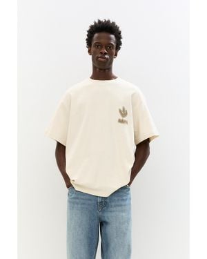 Pull&Bear Shirt Mit Pflanzenstickereien - Blau