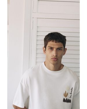 Pull&Bear Short Sleeve Graphic T-Shirt - White