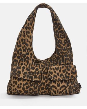 Pull&Bear Leopard Print Shoulder Bag - Brown