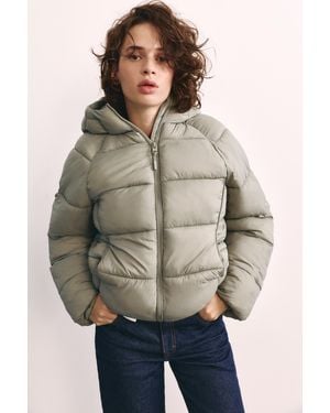 Pull&Bear Pufferjacke Mit Kapuze - Grau