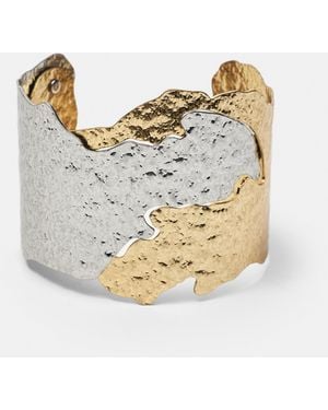 Pull&Bear Mixed Texture Arm Cuff - Metallic