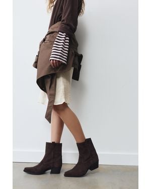 Pull&Bear Cowboy-Stiefeletten Aus Leder - Schwarz