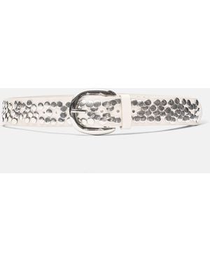 Pull&Bear Faux Leather Studded Belt - White