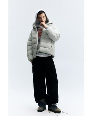 Pull&Bear Stwd Hooded Puffer Jacket - White
