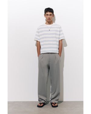 Pull&Bear Tailored Fit Wide-Leg Trousers - Grey