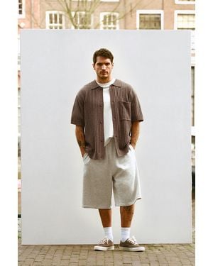 Pull&Bear Knit Short Sleeve Shirt - White