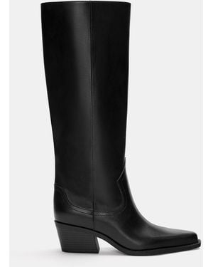 Pull&Bear Knee-High Cowboy Boots - Black
