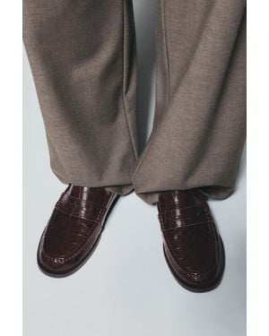 Pull&Bear Textured Loafers - Blue
