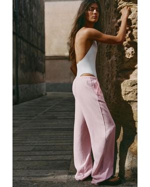 Pull&Bear Flowy Trousers With Linen - Multicolour