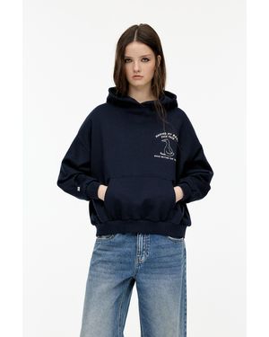 Pull&Bear Duck Graphic Hoodie - Blue