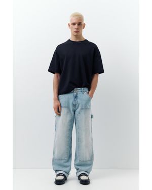 Pull&Bear Double-Leg Carpenter Jeans - Blue