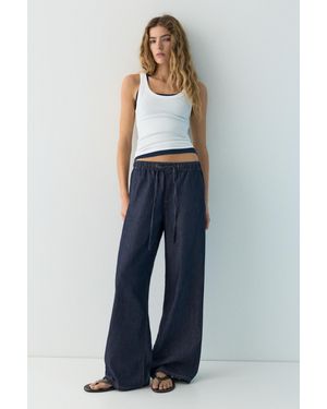 Pull&Bear Low-Rise Jogger Jeans - Blue