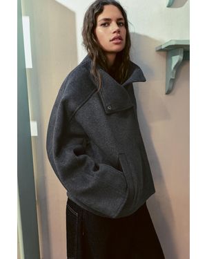 Pull&Bear Kurzmantel Aus Wolle - Schwarz