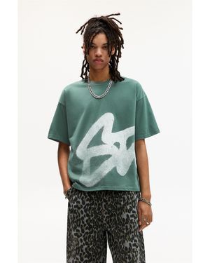Pull&Bear Short Sleeve T-Shirt With Stwd Graphic - Green