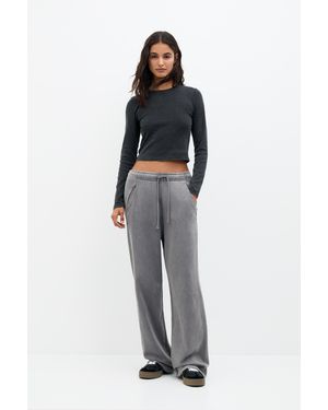 Pull&Bear Wide-Leg Tracksuit Bottoms - Grey