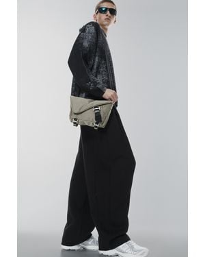 Pull&Bear Nylon Flap Crossbody Bag Stwd - Blue