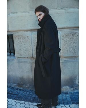 Pull&Bear Long Belted Coat - Blue