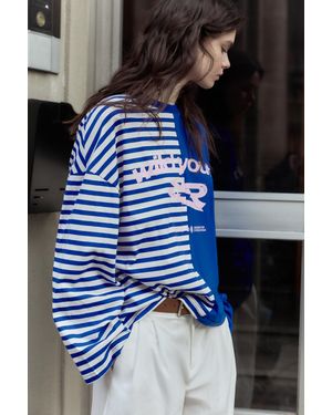 Pull&Bear Panelled Graphic T-Shirt - Blue