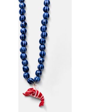 Pull&Bear Animal Pendant Bead Necklace - Blue