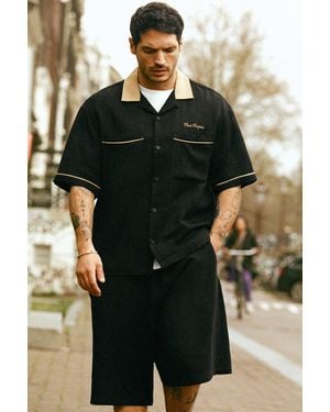Pull&Bear Bowling Short Sleeve Shirt - Black