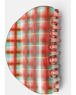 Pull&Bear Checked Curved Hair Clip - White