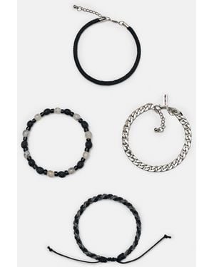 Pull&Bear 4-Pack Of Beaded Bracelets - Black
