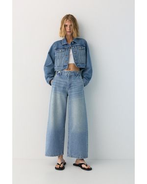 Pull&Bear Balloon Fit Jeans With Adjustable Waist - Blue