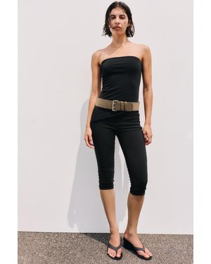 Pull&Bear Wide-Waist Capris - Black