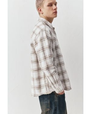 Pull&Bear Long Sleeve Check Shirt - Grey