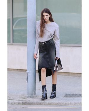 Pull&Bear Asymmetrischer Rock Mit Wickelbund - Blau