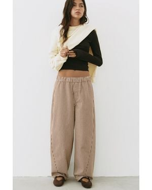 Pull&Bear Barrel-Leg Trousers - Natural
