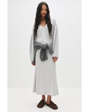 Pull&Bear Soft-Touch Midi Skirt - White