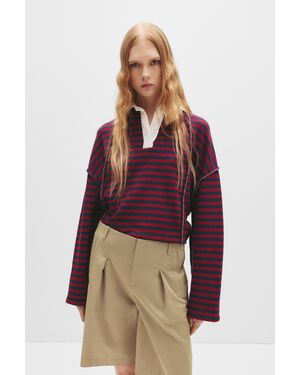 Pull&Bear Polo Collar Sweatshirt - Red
