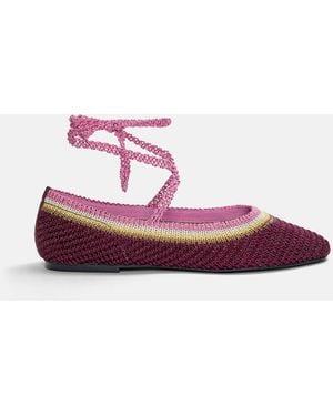 Pull&Bear Crochet Ballet Flats - Pink