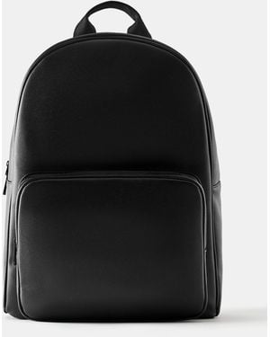 Pull&Bear Backpack With Textured Pocket - Black