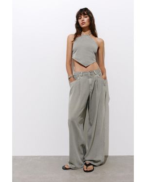 Pull&Bear Wide-Leg Jeans With Darts - Grey
