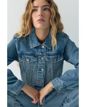 Pull&Bear Cropped Denim Jacket - Blue