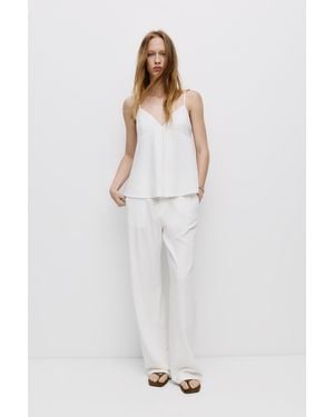 Pull&Bear Hose Mit Leinen - Weiß