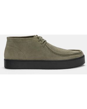 Pull&Bear Leather Boot-Style Shoes - Green