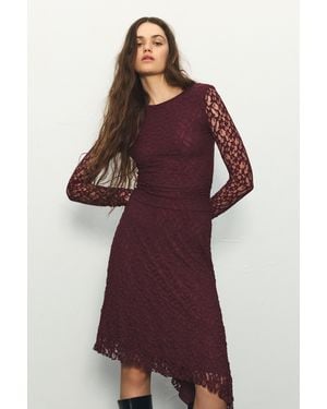 Pull&Bear Lace Midi Dress - Purple
