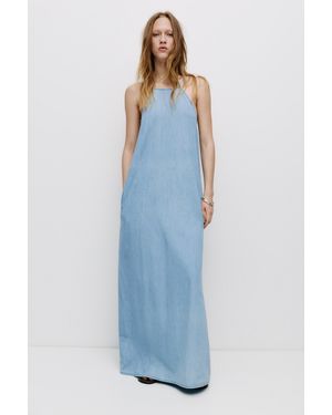Pull&Bear Long Denim Dress - Blue