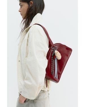 Pull&Bear Embellished Shoulder Bag - Red