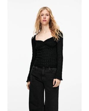 Pull&Bear Corsagen-Shirt Mit Struktur - Schwarz