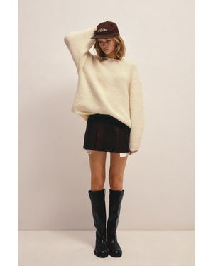 Pull&Bear Mini Skirt With Pockets And Frayed Hem - Natural