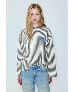 Pull&Bear T-Shirt Mit Streifen Und Grafik - Weiß