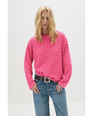 Pull&Bear Long-Sleeve Striped T-Shirt - Red