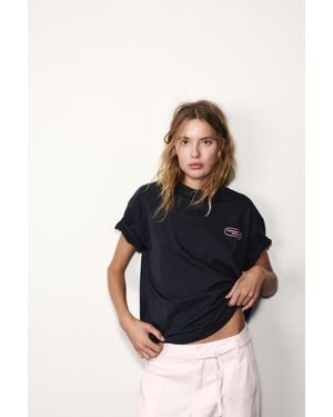 Pull&Bear T-Shirt Mit Dackel-Grafik - Blau