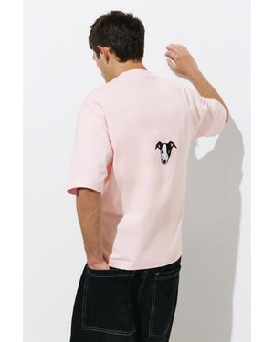 Pull&Bear Dog Person Graphic T-Shirt - Pink