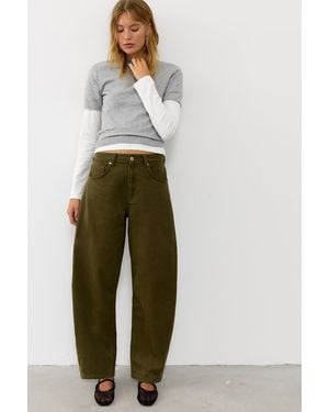 Pull&Bear Barrel-Jeans Mit Tiefem Bund - Grün
